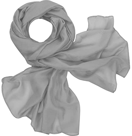 Tuopuda Schal Damen, Stola Sonnenschutz, Halstuch Seidenschals für Abendkleid hochzeit Sandstrand, Tuch aus Baumwolle und Leinen, Geschenk Frauen Seidentuch Einfarbigen 180 * 80CM, Hellgrau