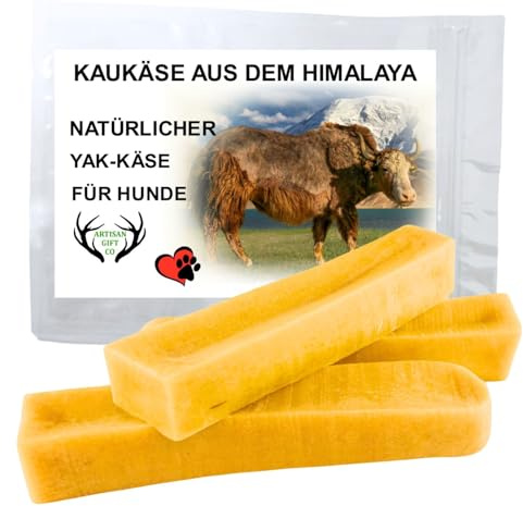 Yak Käse Kauknochen, Mindestgewicht der Verpackung: 375g, Größe XL - 3 st | Natürlicher Hundekaukäse für Hunde und Welpen, Laktosefrei, Langanhaltender Kausnack