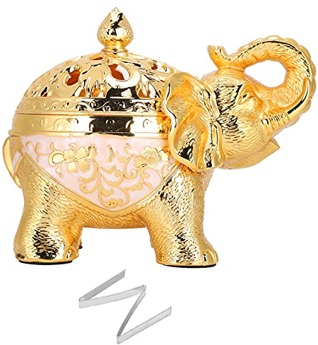Bruciatore di Incenso a Forma di Elefante Nuovo Bruciatore di Incenso a Forma di Elefante Arredi per La Casa di Aromaterapia per Un Tavolo da Pranzo Lungo Soggiorno Portico Arredamento (Oro)