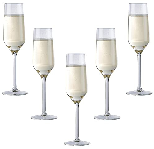 Set of 6 Champagne Flutes Glasses Cava Prosecco Glass 220ml 7.44oz 22cl