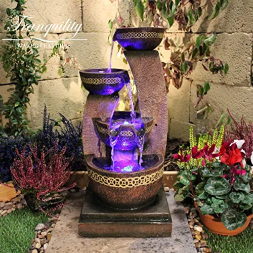 Tranquility Kanthoros Mains Powered Water Feature With Cover,Waterfall, Water Fountain, Garden Decoration, Garden Feature