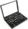 Pengup 100 Slots Ring Case Organizer Display Box,Rings Holder Storage Boxes for Jewelry Showcase with Glass Lid (Black Velvet).