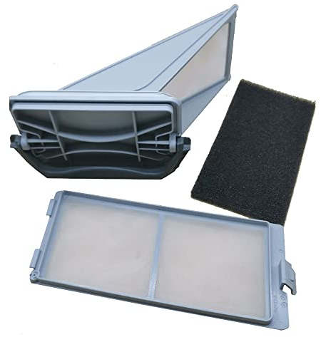 JCSPARES® - Filtro HX meccanico cassetto pelucchi lanugine completo filtro poliuretano nero lavasciuga asciugatrice compatibile con Whirlpool Bauknecht