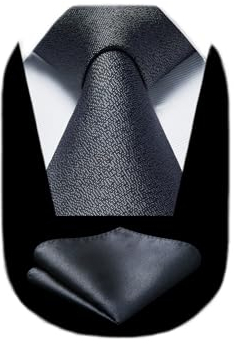 HISDERN Krawatte Schwarze Herren Beerdigung Formal Schlips Herren Business Klassisch Krawatte mit Einstecktuch Set Party