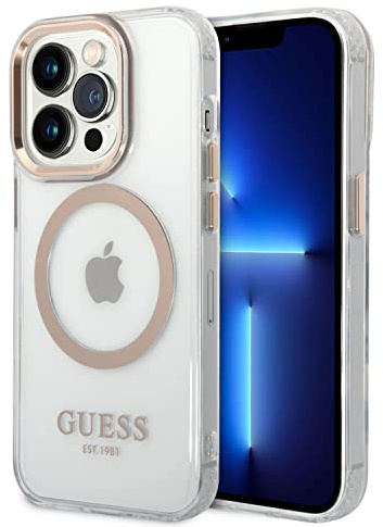 Guess GUHMP14LHTRMD Hülle für iPhone 14 Pro 6,1 Gold/Gold Hard case Metal Outline