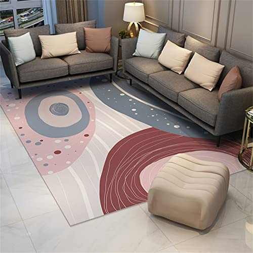 Rugs Carpet Living Room Pink Gray Coffee Table Balcony Terrace Lounge Safety Environmental Protection Anti-mite Machine Washable Not Fading Retro Rug 120X160cm