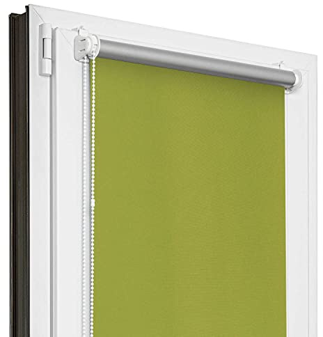 Estika Verdunklungsrollo Thermorollo ohne Bohren - 65 cm x 120 cm - Grün - 13 Stofffarben, Rollos für Fenster ohne Bohren, Klemmfix-Rollos für Innenfenster (65 cm Stoffbreite)