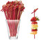Bekecidi Palitos de Cóctel de Bambú, 100 Brochetas de Nudo de Bambú, Mini Picas de Alimentos, Palillos de Frutas, Palillos de Bambú para Bebidas, Canapés, Aperitivos, Fiesta 12 cm (Rojo)
