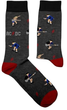 ACDC Socken-Kollektion – Highway to Hell, Back in Black, Angus Young,– Geschenke für Rock Fans, Baumwollsocken, 2 Größen, 36-40 und 41-46