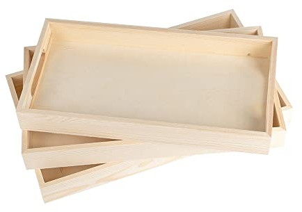 Ideen mit Herz Lot de 3 plateaux rectangulaires en bois de différentes tailles