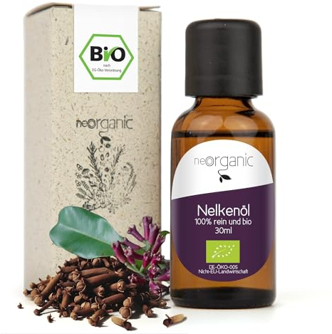 NeoOrganic® Bio Nelkenöl [Premium Grade] Gewürznelkenöl - naturreines ätherisches bio Nelken Öl aus CO2 Extraktion - nelkenöl bio zum einnehmen - Nelken Duftöl Clove Oil - 30ml