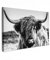 MuchoWow© Bild auf Leinwand Klein 30x20 cm Mini Schlafzimmer Bilder Schwarzweiss Wand Deko Wohnzimmer Modern Wanddeko Geschenk Kuh Leinwand - Schottisches Hochlandrind - Highland Cow - Hörner