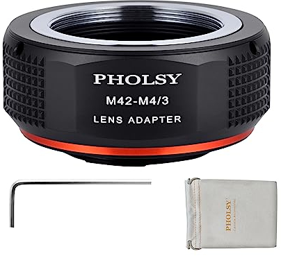 PHOLSY Adattatore di Lente M42-MFT Compatibile con Obiettivo M42 42mm Mount su Micro Four Thirds M4/3 (MFT Micro 4/3) Mount Corpo Fotocamera Compatibile con Olympus Panasonic Lumix