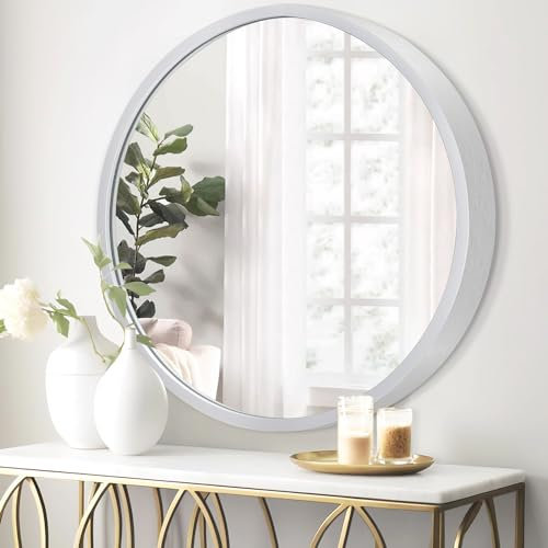 JJUUYOU Runde Wandspiegel 40cm Metall Runde Badezimmer Wandspiegel, Silber runde Badezimmer Wand mit Metallrahmen Make-up Spiegel Wohnzimmer, Schlafzimmer, Schlafzimmer
