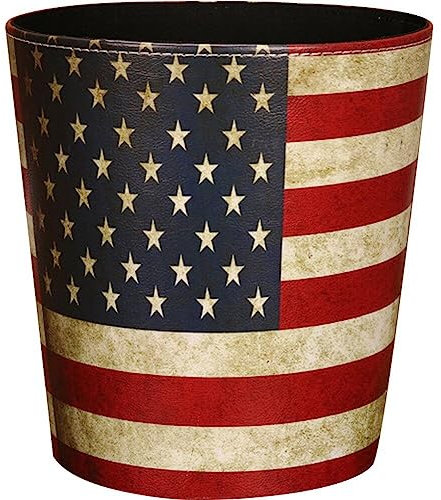 Poubelle En Cuir De Style Européen, Poubelle À Motif De Drapeau Américain, Panier En Papier De Grande Capacité Sans Couvercle Pour Maison