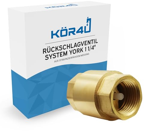 kör4u Rückschlagventil System York 1 1/4 Zoll, Messing, PN10, beidseitigem Innengewinde, Trinkwasser geeignet (1 1/4)