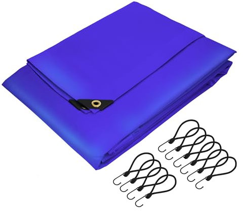 ECD Germany Premium Abdeckplane Gewebeplane mit Ösen, 5x9m 45m², 650g/m², Blau, PVC, Wasserdicht, Reißfest, 10 Haken, LKW-Plane Bootsplane Gartenplane Holzplane, Schutzplane für Gartenmöbel Pool Auto