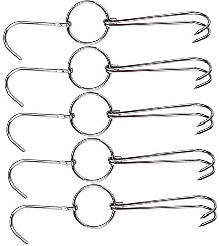 AOKWAWALIY Lot De 5 Crochets En Acier Inoxydable Pour Rôtisserie Crochets Doubles Pour Canard Rôti Poulet Oie Pigeon Idéal Pour Barbecue Et Suspension De Viande