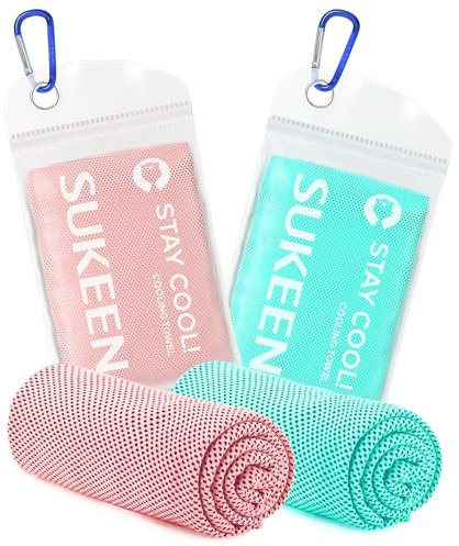 Sukeen Cooling Towel, 2 Pack for Neck, Soft Breathable Sweat Gym Towel, Stay Cool Ice Microfibre for Men Women Work Out Sports Yoga Golf (40x12)