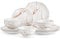LOVECASA Plates and Bowls Set, Daphne 12 Pieces Stoneware Dinner Set, Include Dinner Plates, Dessert Plates and Cereal Bowl, Dishwasher and Microwave Safe, White