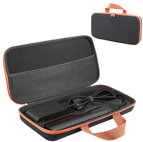 EUGOOCX Custodia da viaggio rigida compatibile con piastra per asciugacapelli Dyson Airstrait HT01, borsa portatile per accessori per piastre per capelli (nero, grande)