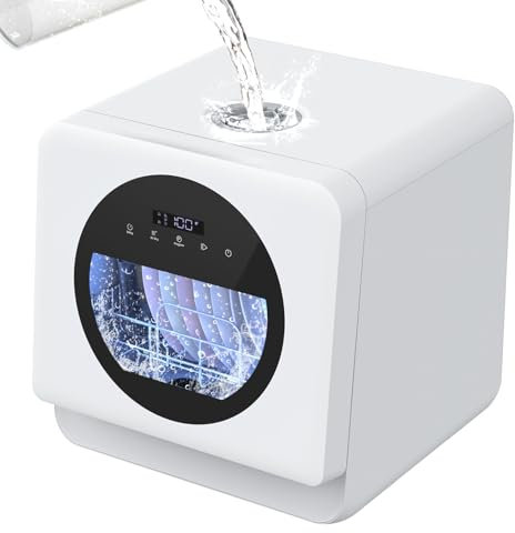 Smilesun Countertop Dishwasher with 6+1 Programmes, 5L Water Tank, 24H Delay, Dual Water Supply, Air Dry, Portable, Baby Care & Fruit Wash