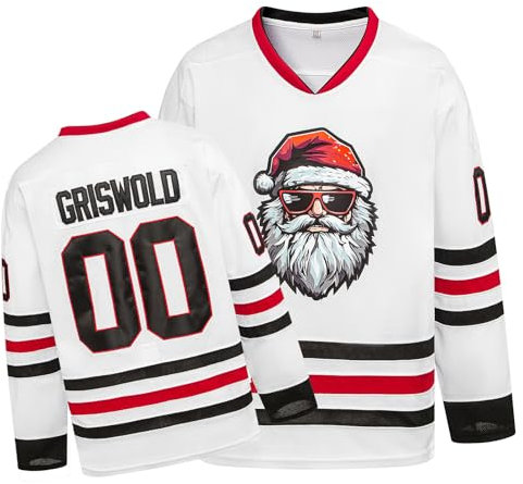 Clark Griswold #00 Movie Christmas Hockey Trikots Stitched Letters and Numbers S-XXXL, Weiss/opulenter Garten, XXL
