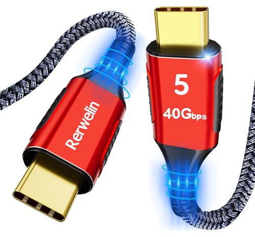 40Gbps for Thunderbolt 5 Cable 10FT, USB4 V2 Cable, PD 240W, 8K@60Hz, 4K@144Hz USB C Monitor Video Display Cable for iPhone 16/15, Razer Blade, ACASIS SSD, Thunderbolt 4/3