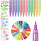 RoseFlower 12 Colors Nail Art Pens Set, 3D Glitter Nail Polish Pens Nail Design Tools, Quick Dry Waterproof Graffiti Dotting Nail Art Drawing Paint Pen for DIY Nail Art Design - #E