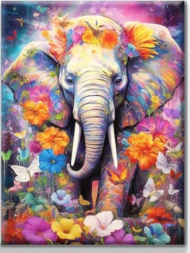 Yiminu.DS Diamond Painting Erwachsene, Diamant Painting Bilder 30x40cm 5D Diamond-Painting Diamant Painting Bastelset BastelnWanddeko, Elefantenblume