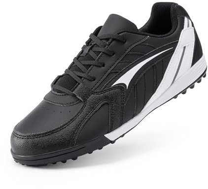 DREAM PAIRS Kids Botas de Fútbol Niños Zapatos de Fútbol Transpirables Unisex Multitacos Zapatillas Deportivas para Exteriores,Size 30,Blanco/Negro,KKUMSO2504