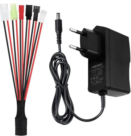 Chargeur intelligent de batterie RC MXJFYY NIMH/NICD 2,4 V 3,6 V 4,8 V 6 V 7,2 V 8,4 V 9,6 V 10,8 V 12 V pour voiture RC 2-10S, chargeur avec norme Tamiya/Mini Tamiya/SM 2P/JST/XH/Futaba pour avion RC