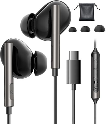 Auriculares USB C para Samsung S25 S24 Ultra S23 A55 iPhone 15 Auriculares con Cable Tipo C Cascos con Microfono Magnético Cascos USB C para iPhone 16 Samsung Galaxy A35 A16 S22 S23 S24 FE iPad 10