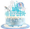 Frozen Cake Toppers, Cake Toppers For Girls, Silver Blue Snowflake Cupcake Toppers for Princess Happy Birthday Cake Decorations (A)