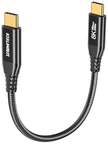 ZeroneTeck 30cm USB C Cable 0,3m, 40Gbps High Speed Data Transfer Cable Short, USB C 3.2 Gen 2×2 240W PD Charging, 8K/4K Type C Monitor Video Output