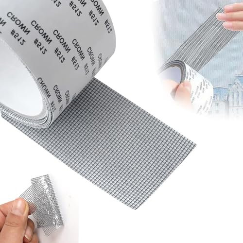 JClorix Cinta Reparadora de Mosquiteras - Fibra de Vidrio Autoadhesiva, 5 cm x 10 m, para Mosquiteras, Ventanas, Piscinas y Toldos - Resistente al Agua y UV (Gris)