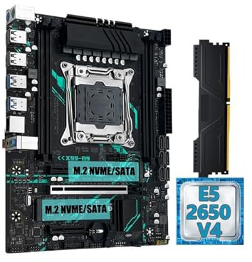 Scheda madre X99 B9 con processore CPU opzionale LGA2011-3 Xeon E5 2650 V4 e memoria RAM ECC DDR4 da 16 GB, M.2 NVME SATA M-ATX(Motherboard+CPU+RAM)