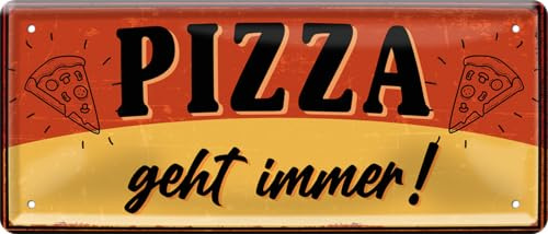 schilderkreis24 blechschild 28x12 cm – spruch pizza geht immer – küche imbiss deko geschenkidee