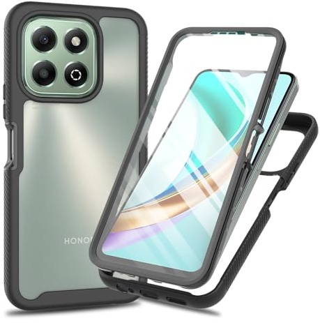 GOKEN Cover per Honor X6b, Protezione a 360 Gradi, Pellicola Protettiva Integrata, Custodia Antiurto con Cornice in Silicone e Retro Trasparente in PC, Bumper Armor -Nero