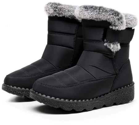 Tvtaop Winter Boots Mens Hiking Shoes Plush Snow Boots Warm Walking Sneakers for Men Non-Slip Waterproof Outdoor Trekking Travel Sports Black_04 UK 9