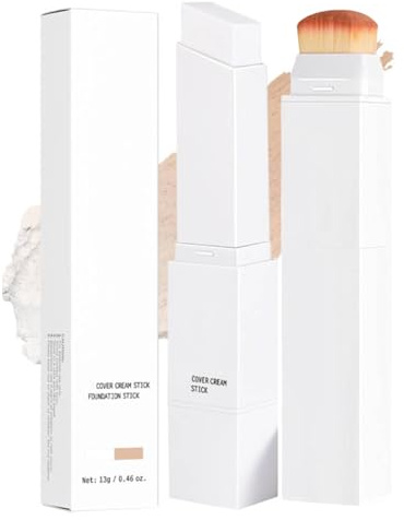 Fond de Teint Coréen Stick,Fond de Teint 2 en 1 avec Pinceau intégré,fond de teint blanc qui s'adapte à ta peau,Maquillage Hydratant à Couverture Modulable - Longue Tenue Résistant à l'Eau (Light)