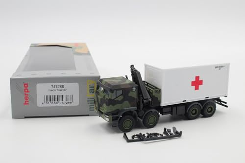 herpa Trakker 8x8 LKW mit Kran 20 ft. Container Bundeswehr Nr. 747288-002 1/87 /HN4554