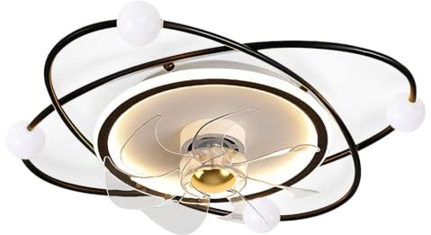 RRBEST Smart Ventilador de Techo con Luz Silencioso, Lampara Ventilador Techo LED Compatible con Alexa, Regulable Lámpara Ventilador con Mando y APP para Dormitorio, Salón