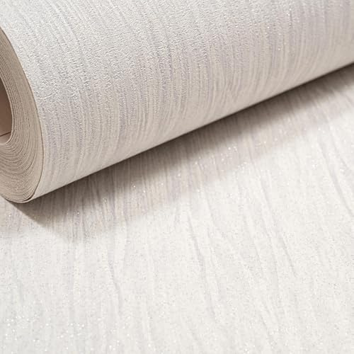 SOPHIE LAURENCE White Textured Wallpaper Concrete Effect Slightly Imperfect Vinyl Thick Bedroom Bathroom Lounge Hallway 10m x 0.53m Full Roll Vinyl