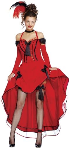 FIESTAS GUIRCA Sexy Burlesque Kostüm Damen - Can Can Korsett Kleid Damen Kostüm - Größe M 38–40 - Rotes Corsagenkleid, Korsage Kleid Fastnacht, Red Corset Dress, Sexy Kostüm Burlesque Kleid Fasching