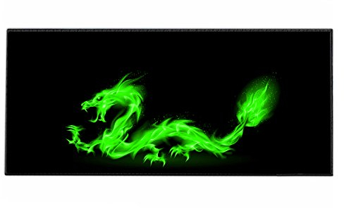Silent Monsters Mauspad XXL 900 x 400 mm großes Mousepad Feuer Drache - Vernähter Rand, rutschfest & leise, für Gaming Büro Office Homeoffice - Tastatur - 90 x 40 cm groß Mouse Pad Mat alle Maus Arten