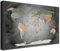 LanaKK – Weltkarte Luxus Ausführung – „Worldmap Edelgrau” - deutsch - Kunstdruck-Pinnwand auf 4cm Echtholz-Keilrahmen – Globus in grau, einteilig & fertig gerahmt in 100x70cm