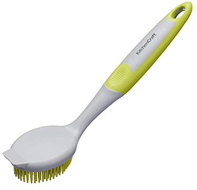 KitchenCraft Brosse Vaisselle en Caoutchouc, 25 cm - Couleur Vert et Gris