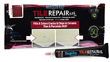 MagicEzy Tile RepairEzy (Burgundy) - Ceramic & Porcelain Tile Repair Kit - Gap Filler & Touch Up Pen for Bathroom Floor & Counter Tops