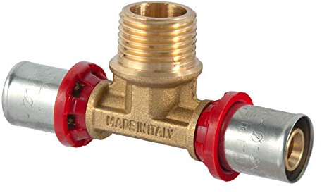 TDM 25er Pressfitting T-Stück mit 3/4 Außengewinde – für 2,5mm Rohr, Aluverbund- und Mehrschichtverbundrohr, DVGW geprüft, 25 x 3/4 x 25